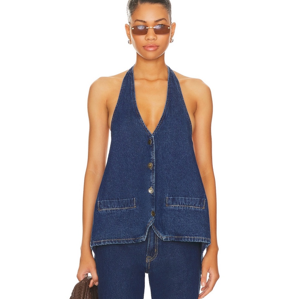 Women's Blue Denim Halter Top